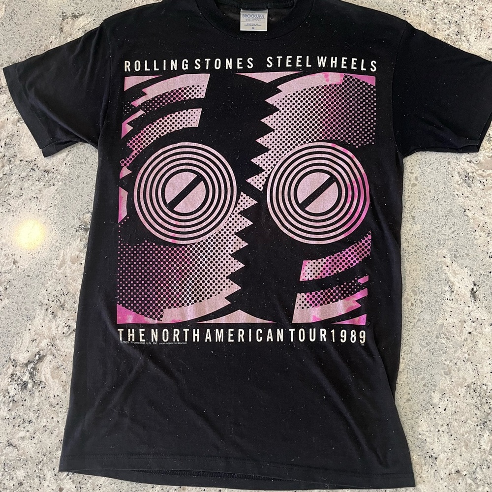 Vintage Rolling Stones Steel Wheels Tour 1989 Black T-Shirt